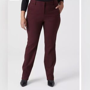 Lane Bryant Straight Leg 4-Season Pant - Burgandy Jacquard Print Size 18P New